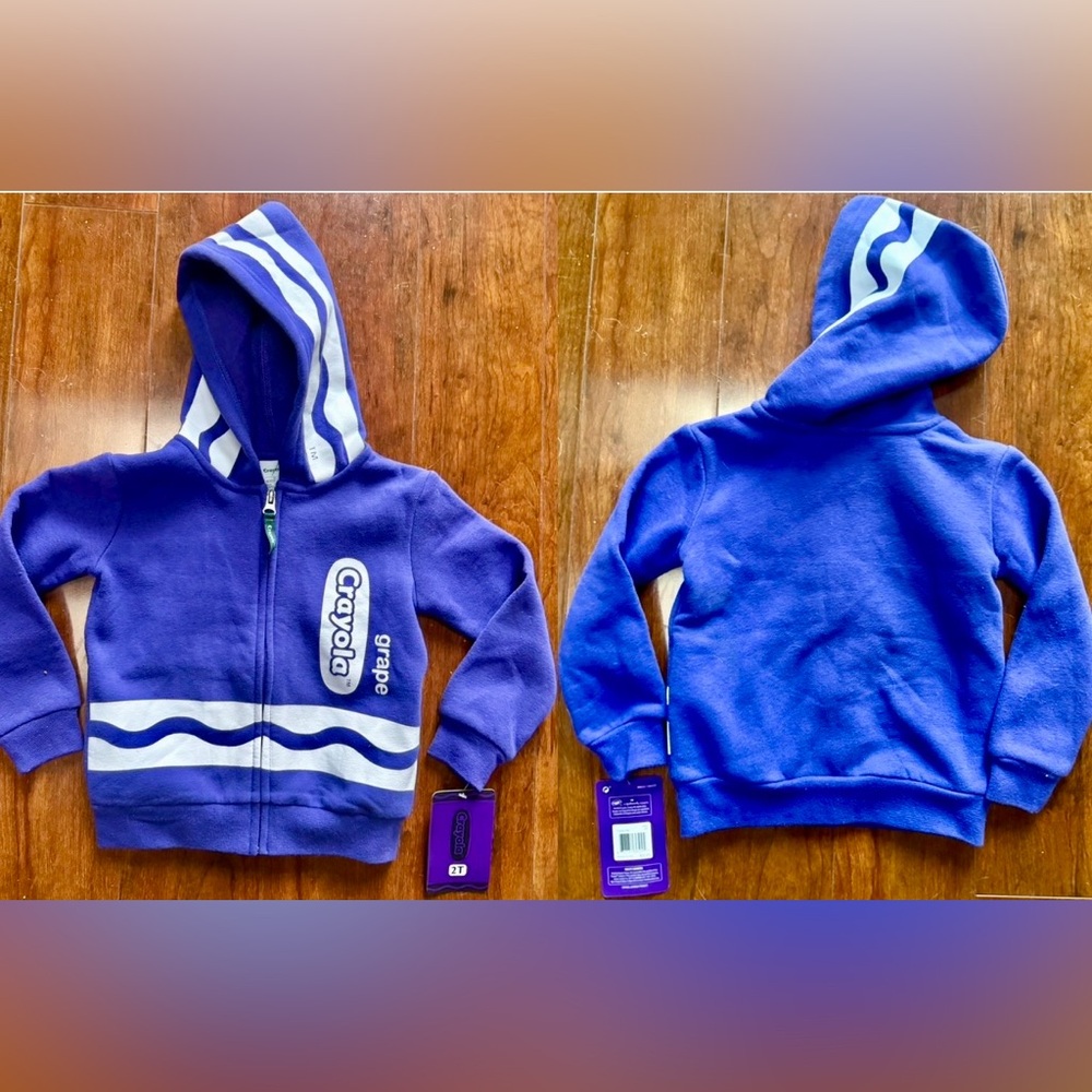 Crayola Kids' Long Sleeve Fleece Full Zip Hooded Sweatshirt Grape Toddler 2T~NWT